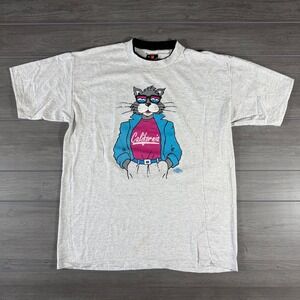 Signal Sports Vintage 90s California Cat Graphic T Shirt Mens XL Gray
